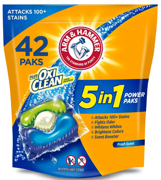 ARM & HAMMER Plus Oxi Clean 5-in-1 Laundry Detergent 42 Power Paks